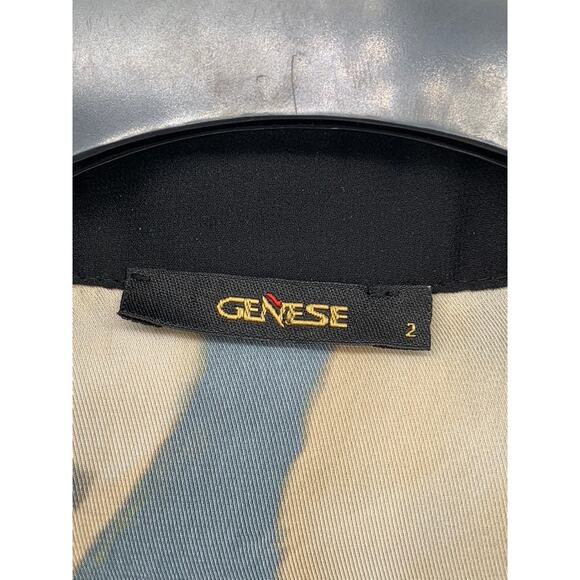 GENESE Women's Black-Brown Animal Print Long Sleeve Button-Up Top SZ 2 - Picture 10 of 13